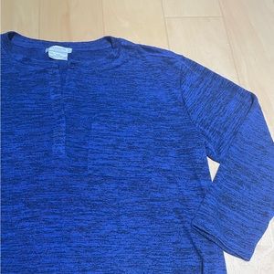 Van Heusen Women’s Denim Top Size Large 3/4 Sleeve V-Neck Blue Shirt Cotton